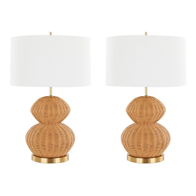 2 LumiSource Belle Royal Gold White 27 Inch Table Lamps LUMI-TL27-BELLE-RP-AUNAW2