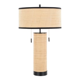 LumiSource Cylinder Black Natural 29 Inch Table Lamp