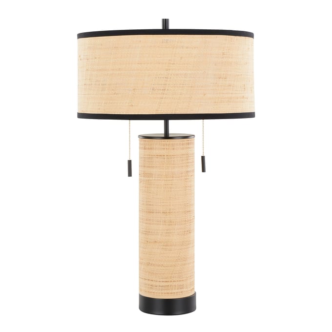 LumiSource Cylinder Black Natural 29 Inch Table Lamp LUMI-TL29-CYLINDER-RTN-WPLBKNA