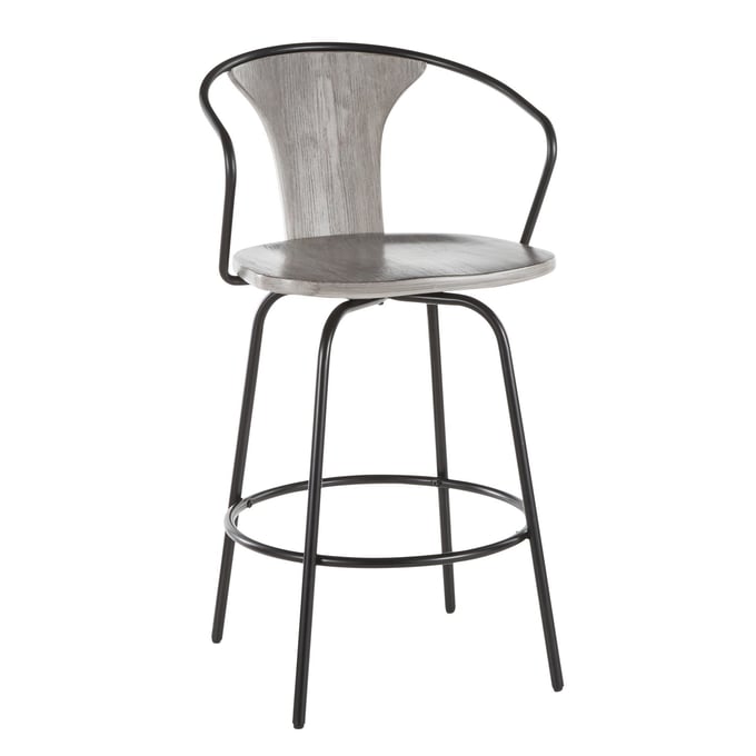 LumiSource Austin Black Grey Counter Stool LUMI-B26-WACO-BKGY