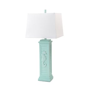 2 Sea Winds Lux Lighting Teal Blue 32 Inch Lamps With USB Port