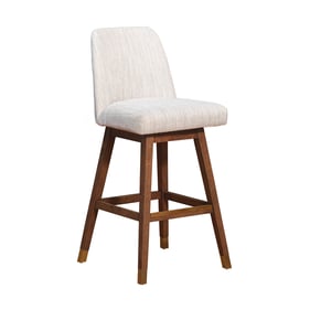 Luxur Living Akhar Brown Oak Swivel Beige Fabric Bar Stool