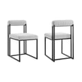 Khudaj Dining Chair with Matte Black Iron and Light Gray Fabric - Set of 2