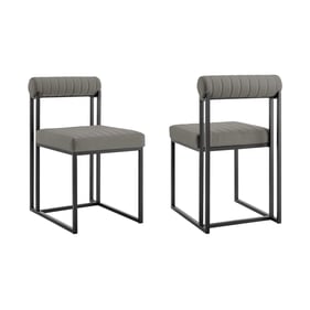 2 Luxur Living Khudaj Gray Black Iron Dining Chairs