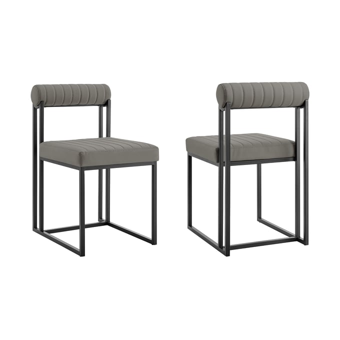 2 Luxur Living Khudaj Gray Black Iron Dining Chairs LUX-LCANSIBLKPGRY