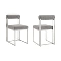 Khudaj Dining Chair with Brushed Stainless Steel and Light Gray Fabric - Set of 2