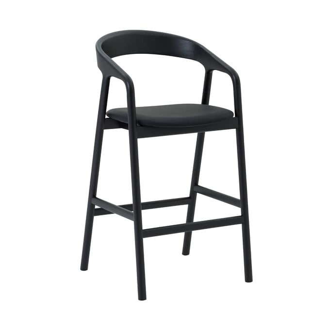 Luxur Living Khopadi Black Oak Wood Counter Stool LUX-LCAPBABLK26