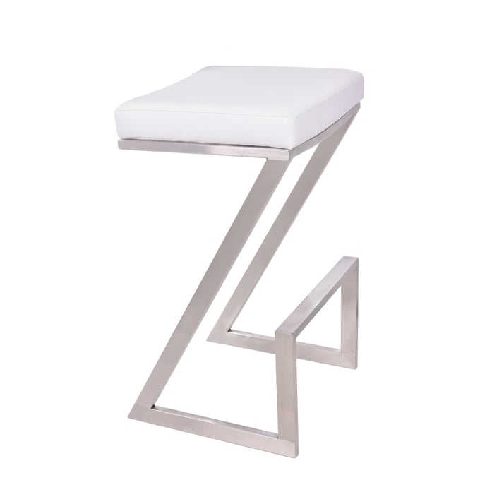 Luxur Living Apatapa White 26 Inch Counter Height Bar Stool LUX-LCAT26BAWH