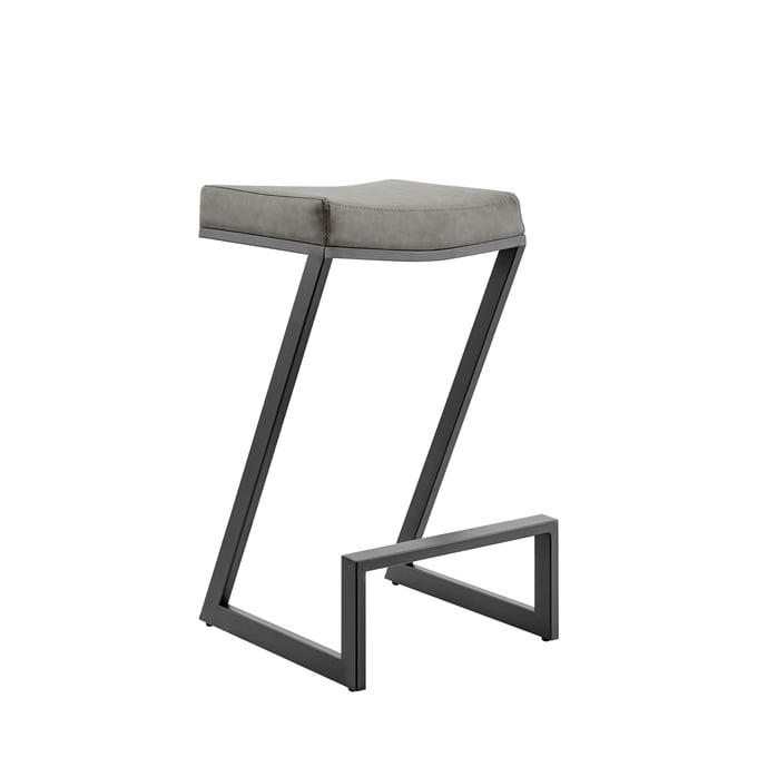 Luxur Living Khudavantpur Gray 26 Inch Backless Counter Stool LUX-LCAT26BLKVGRY