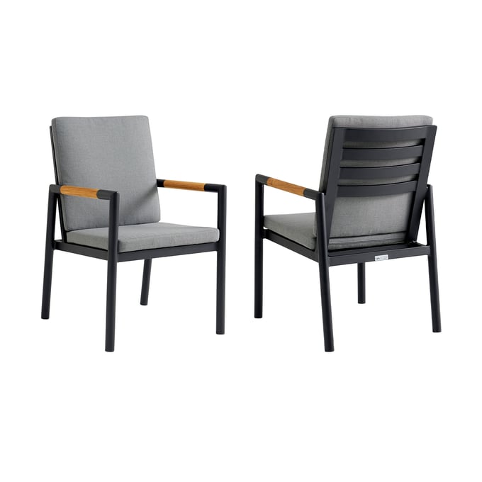 2 Luxur Living Bibthar Dark Gray Outdoor Dining Chairs LUX-LCCRCHBL