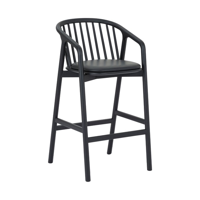 Luxur Living Khori Black Oak Wood Bar Stool LUX-LCECBABLK30