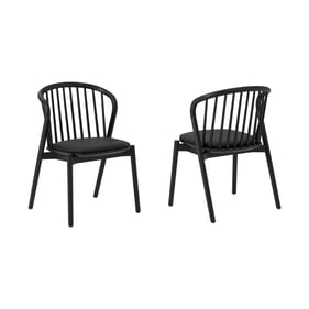 2 Luxur Living Khori Black Oak Wood Dining Chairs