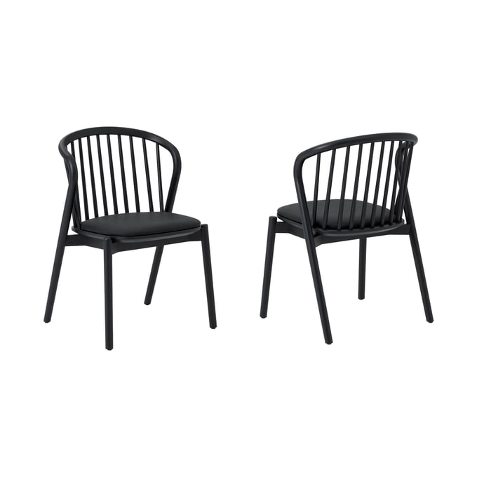 2 Luxur Living Khori Black Oak Wood Dining Chairs LUX-LCECSIBLK