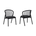 Khori Black Oak Wood and Faux Leather Dining Chairs - Set of 2