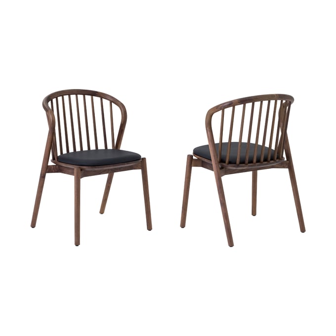 2 Luxur Living Khori Walnut Wood Dining Chairs LUX-LCECSIWABLK