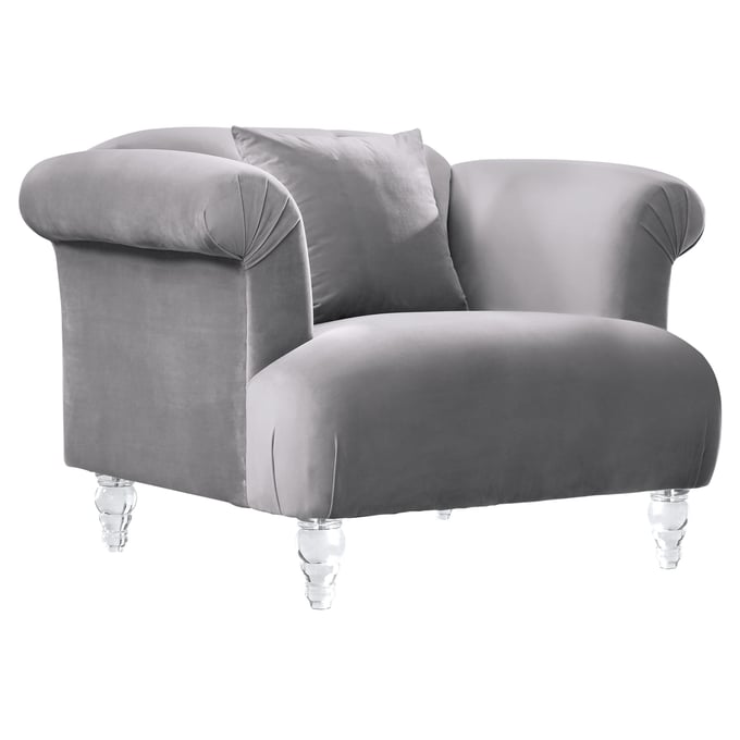 Luxur Living Chakrapan Gray Sofa Chair with Acrylic Legs LUX-LCEG1GR