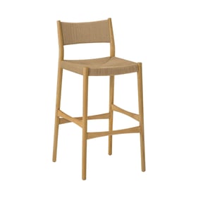 Luxur Living Khojbad Brown Woven Paper Cord and Oak Wood Counter Stool