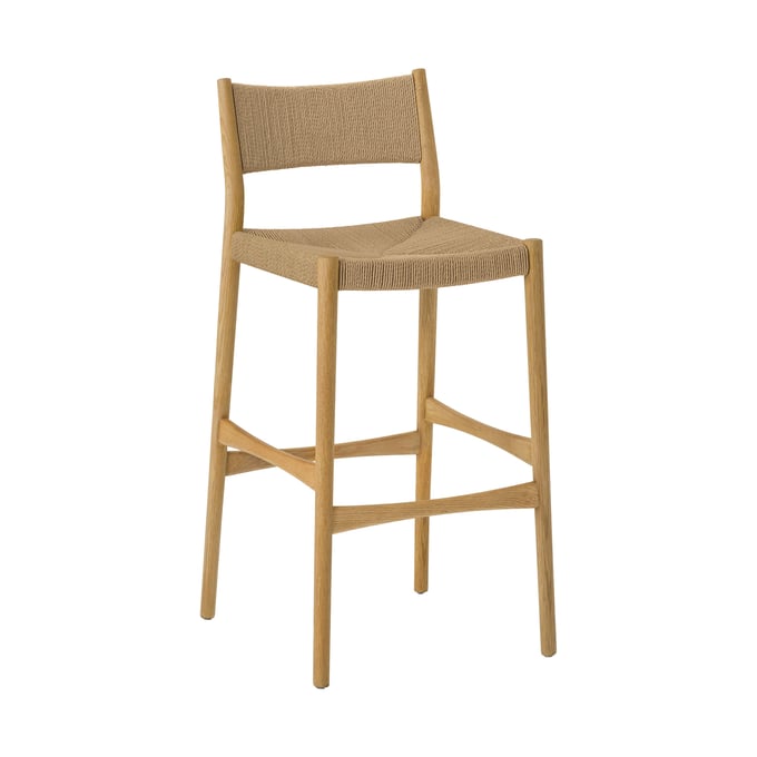 Luxur Living Khojbad Brown Woven Paper Cord and Oak Wood Counter Stool LUX-LCERBANAT26