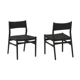 2 Luxur Living Khojbad Black Woven Paper Cord and Wood Dining Chairs