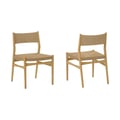 Khojbad Woven Paper Cord and Oak Wood Dining Chairs - Set of 2