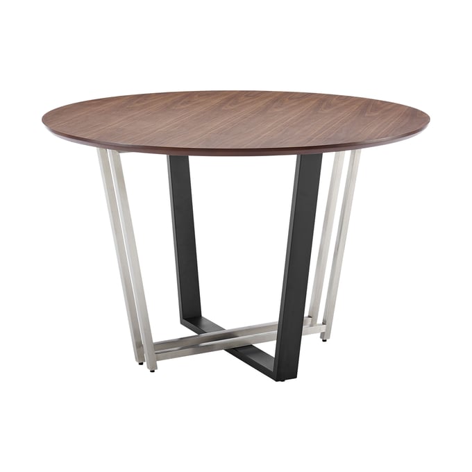 Luxur Living Kinhi Brown Black 48 Inch Round Dining Table LUX-LCJODIWALBLK