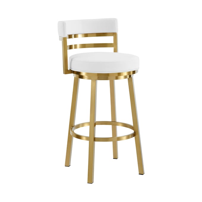 Luxur Living Kolasa White 30 Inch Swivel Bar Stool LUX-LCMASWBABGLWH30