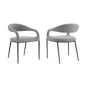 2 Luxur Living Konatha Light Gray Black Iron Upholstered Dining Chairs