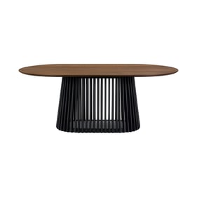 Luxur Living Khodad Brown Black Base 79 Inch Oval Dining Table