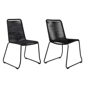 2 Luxur Living Kamtha Black Rope Outdoor Dining Chairs