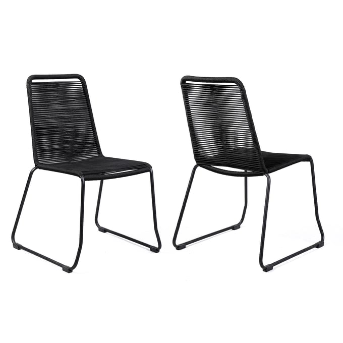 2 Luxur Living Kamtha Black Rope Outdoor Dining Chairs LUX-LCSHSIBLK