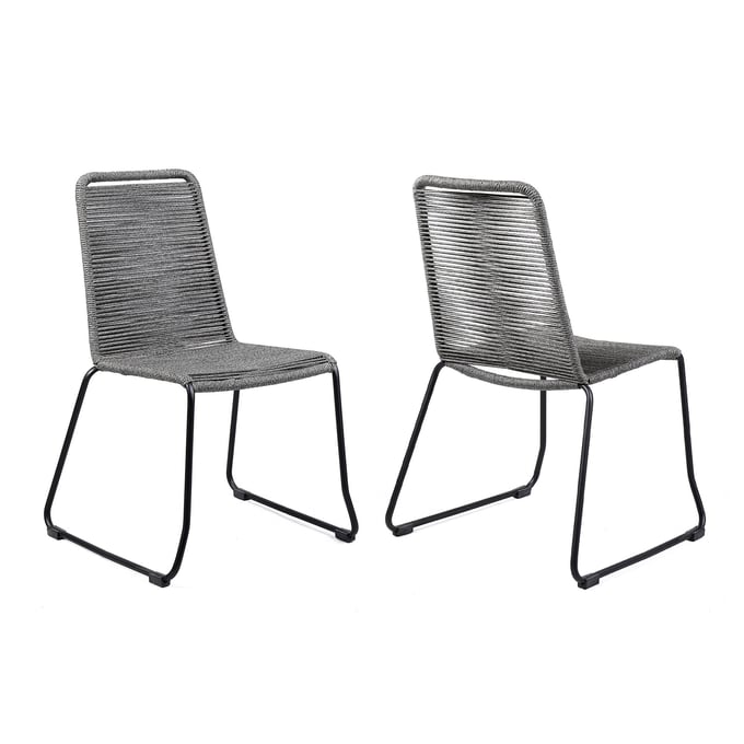 2 Luxur Living Kamtha Shades Grey Rope Outdoor Dining Chairs LUX-LCSHSICH