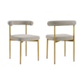 Kolwihir Dining Chair with Gold Brushed Stainless Steel and Taupe Fabric - Set of 2