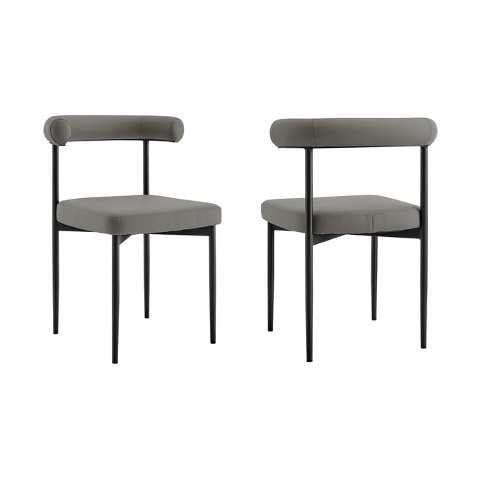 2 Luxur Living Kolwihir Light Gray Black Iron Dining Chair LUX-LCSNSIBLKPGRY