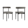 Kolwihir Dining Chair with Matte Black Iron and Light Gray Faux Leather - Set of 2