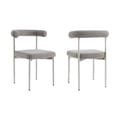 Kolwihir Dining Chair with Brushed Stainless Steel and Light Gray Fabric - Set of 2