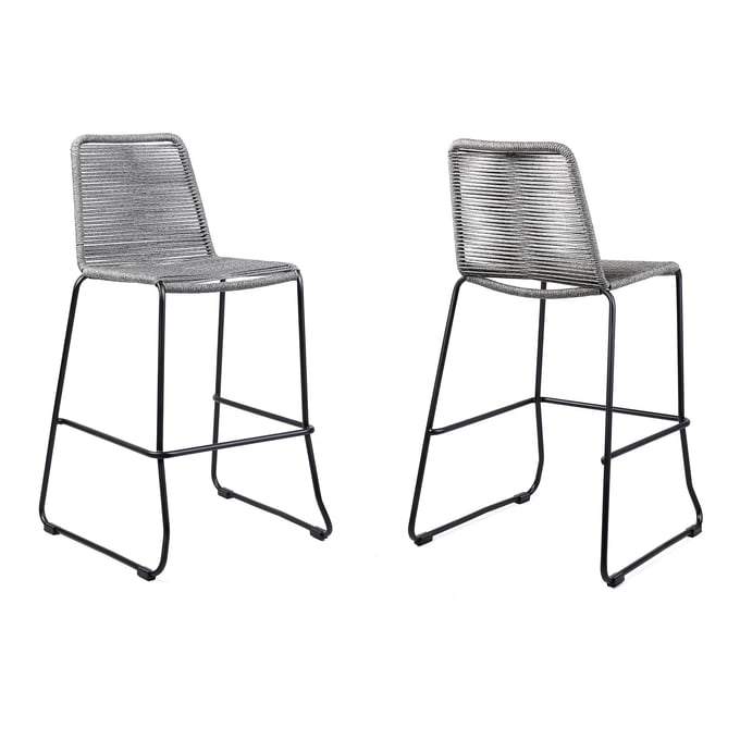 2 Luxur Living Kamtha Gray 26 Inch Outdoor Counter Stools LUX-LCSTBABLGRY26