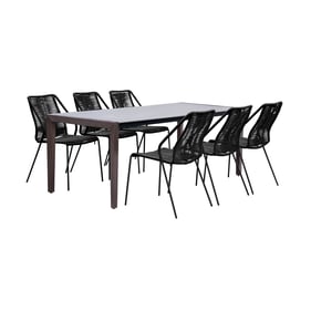 Luxur Living Bhendegaon Dark Gray Black Indoor Outdoor 7pc Dining Set