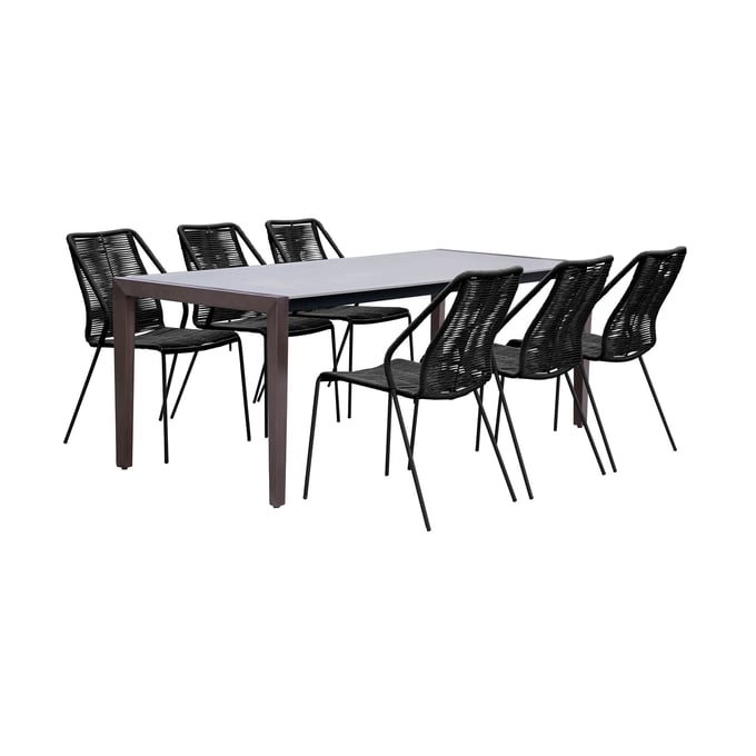 Luxur Living Bhendegaon Dark Gray Black Indoor Outdoor 7pc Dining Set LUX-SETFLDIDK7CPBL