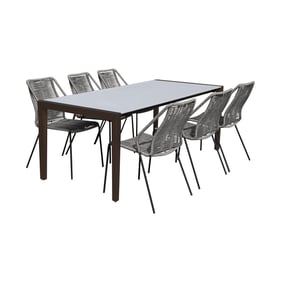 Luxur Living Bhendegaon Dark Gray Indoor Outdoor 7pc Dining Set