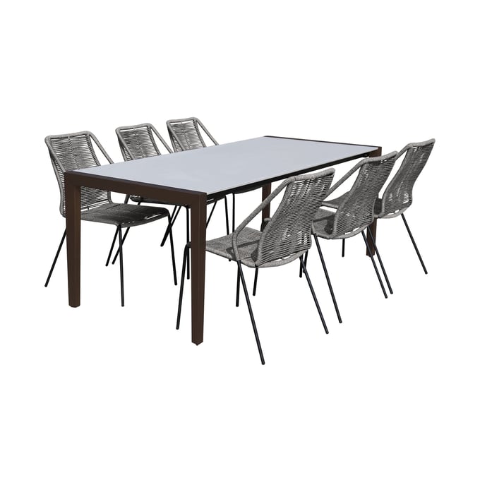 Luxur Living Bhendegaon Dark Gray Indoor Outdoor 7pc Dining Set LUX-SETFLDIDK7CPGR