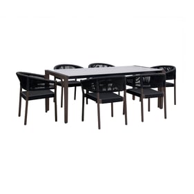 Luxur Living Chichordi Dark Gray Black Indoor Outdoor 7pc Dining Set