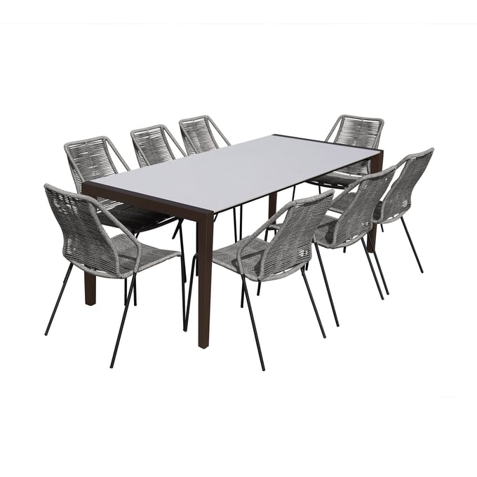 Luxur Living Bhendegaon Dark Gray Indoor Outdoor 9pc Dining Set LUX-SETFLDIDK9CPGR