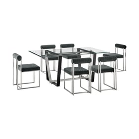 Luxur Living Kinkhed Khudaj Charcoal 7pc Rectangular Glass Dining Table Set