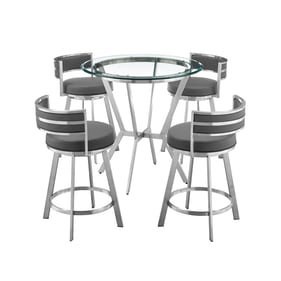 Luxur Living Gongla Gray 5pc Round Counter Height Dining Set