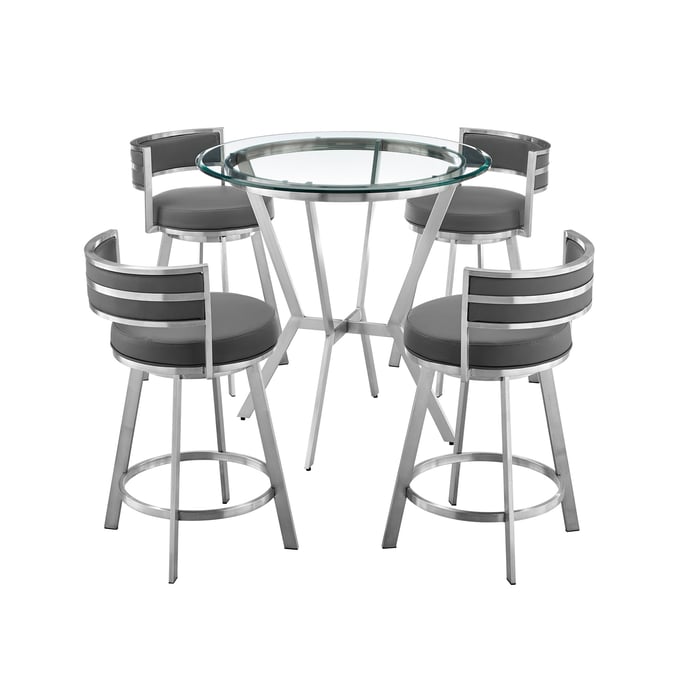 Luxur Living Gongla Gray 5pc Round Counter Height Dining Set LUX-SETNMRMGRBS5