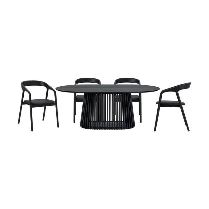 Luxur Living Khodad Khopadi Black 5pc Oval Dining Set LUX-SETPA5APBLK