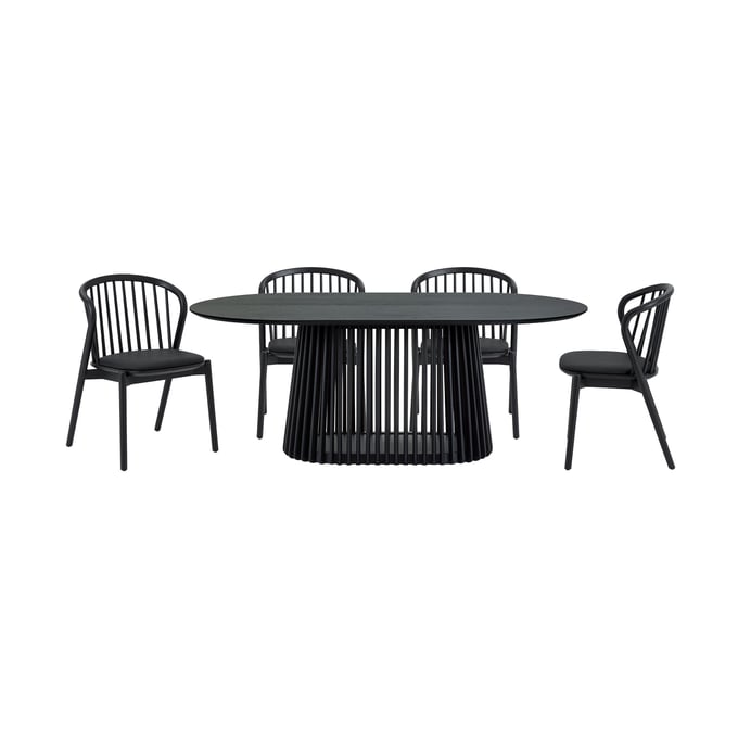 Luxur Living Khodad Khori Black 5pc Oval Dining Set LUX-SETPA5ECBLK