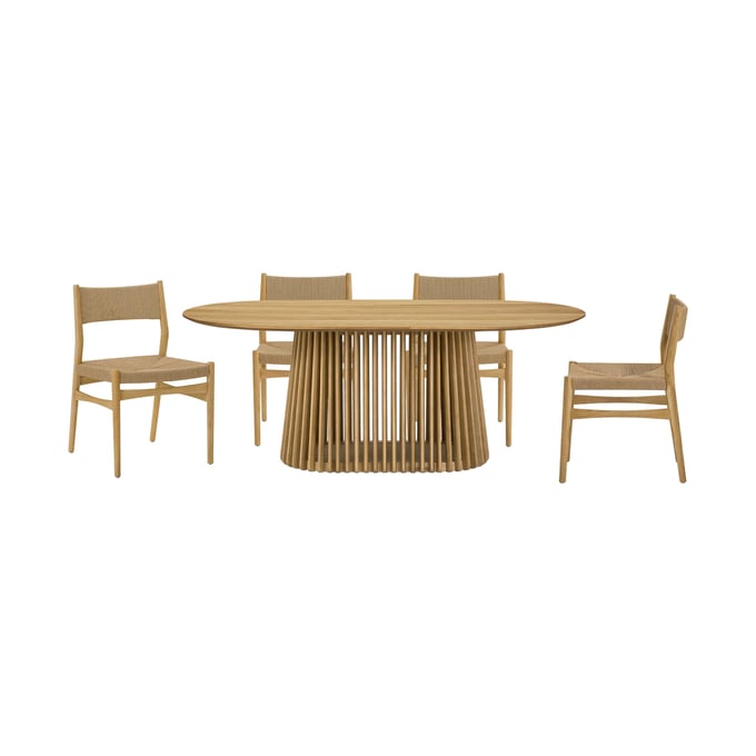 Luxur Living Khodad Khojbad Brown 5pc Oval Dining Set LUX-SETPA5ERNAT