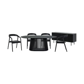 Luxur Living Khodad Khopadi Black 6pc Oval Dining Set with Buffet