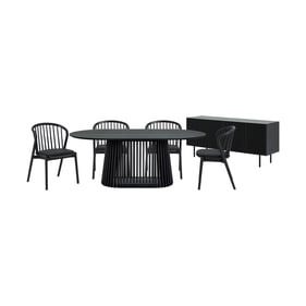 Luxur Living Khodad Khori Black 6pc Oval Dining Set with Buffet